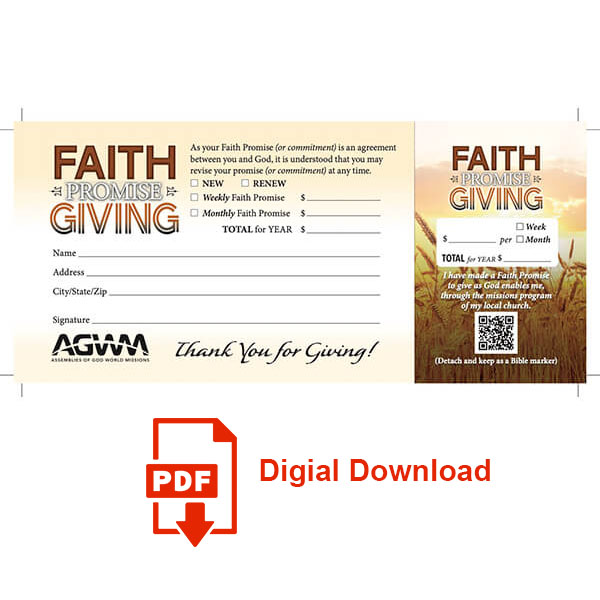 ALL FOR JESUS Faith Promise Card ENGLISH AGWM
